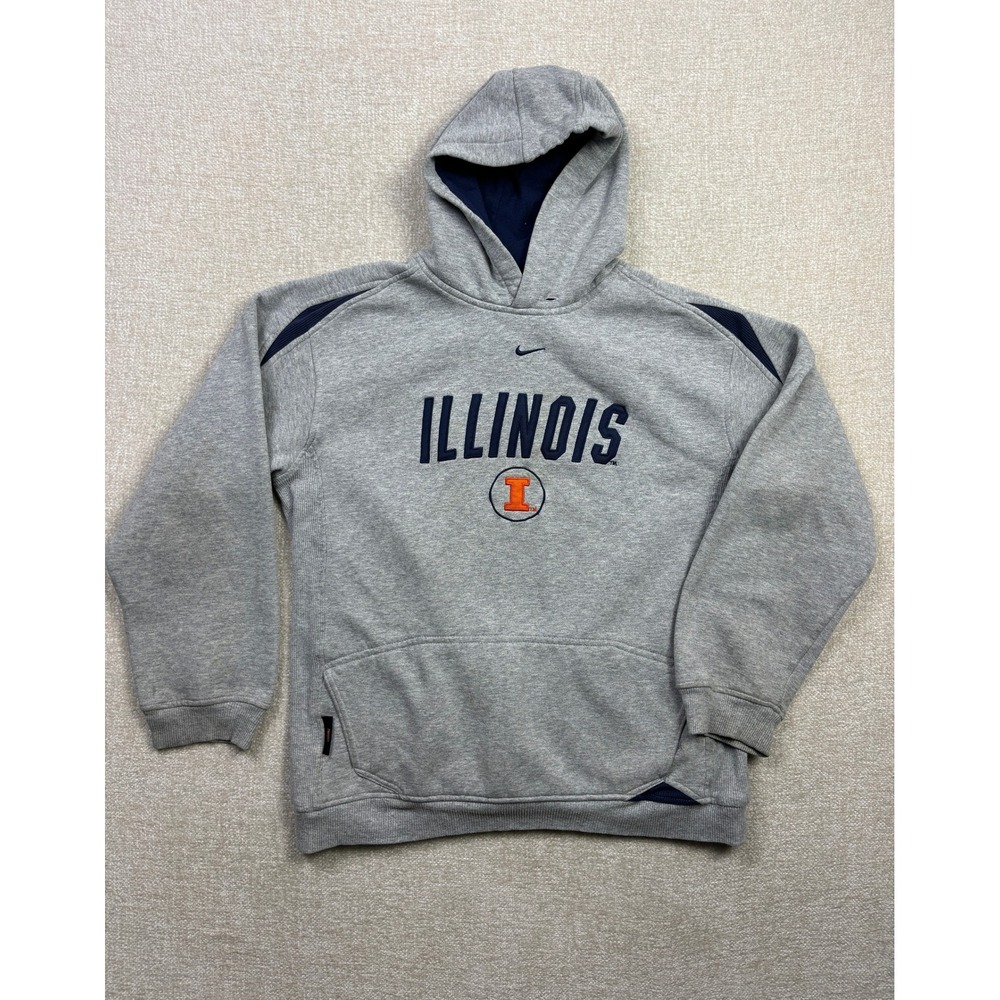 Nike Team Illinois Fighting Illini Hoodie Gray Vintage XL Pullover Sweatshirt